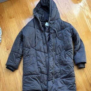 Like new Quilted Hooded Brown grey Coat
